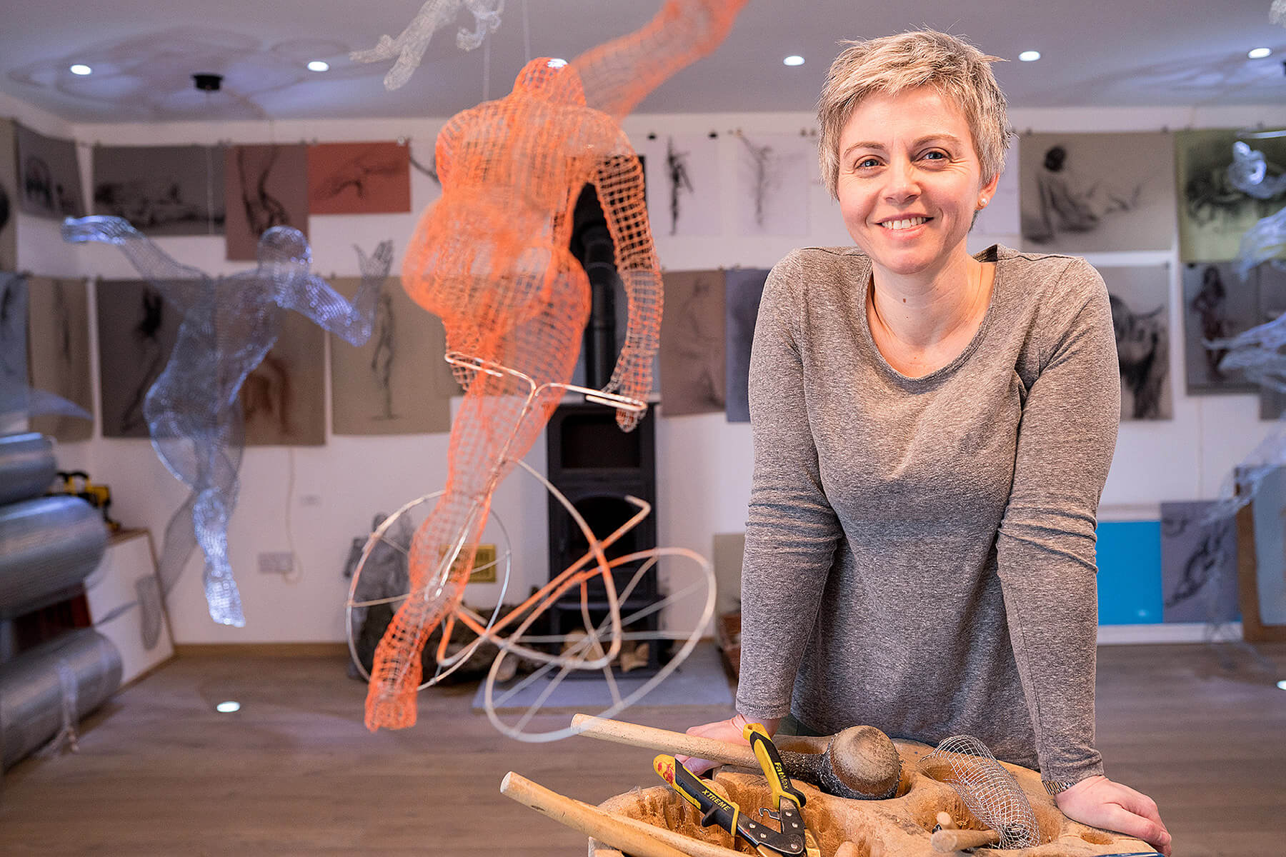 Artist and Sculptor Michelle Castles in The Wire Studio